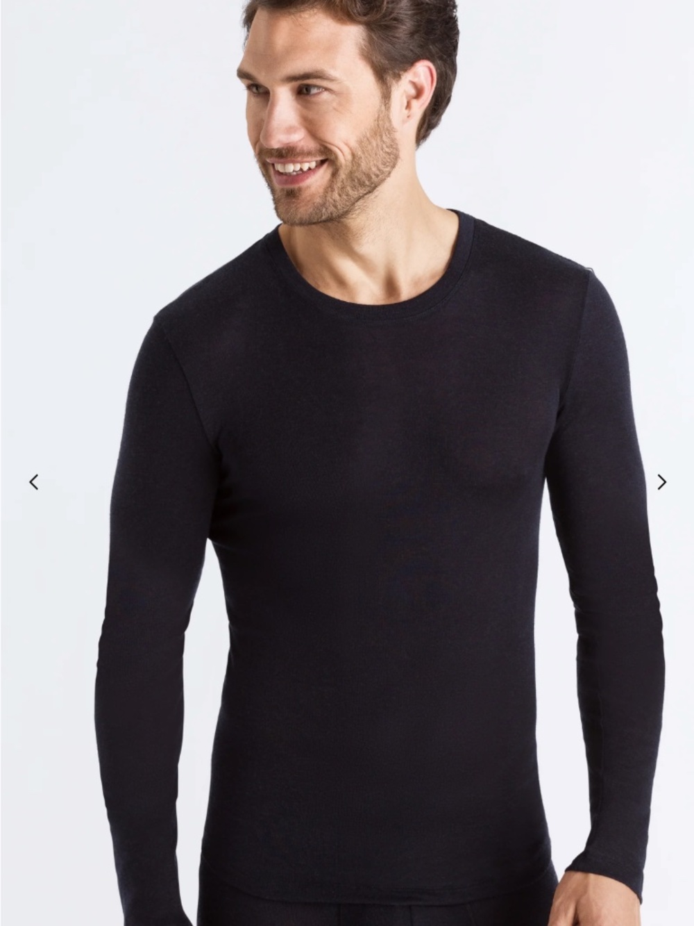 HANRO - NEW Black (0019) Silk Cashmere Long Underwear Top (071655), Size M